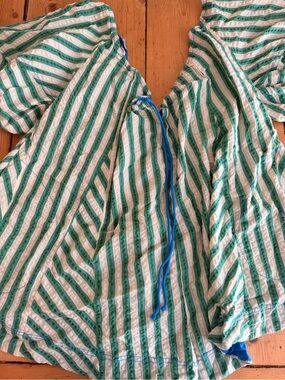 We The Free Green and White Striped Jumpsuit